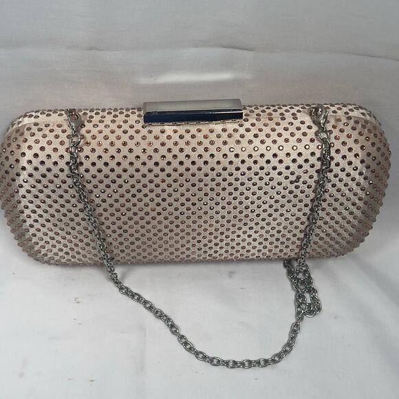 Charming Charlie RSVP Rose Colored Sequin Jeweled Hardcase Clutch Evening Bag - Picture 8 of 13